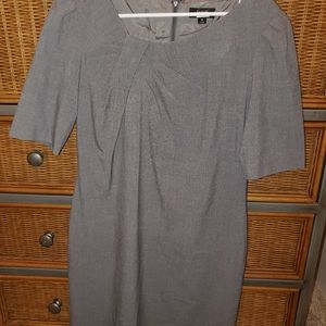 Tahari Gathered Neck Dress Gray sz 10